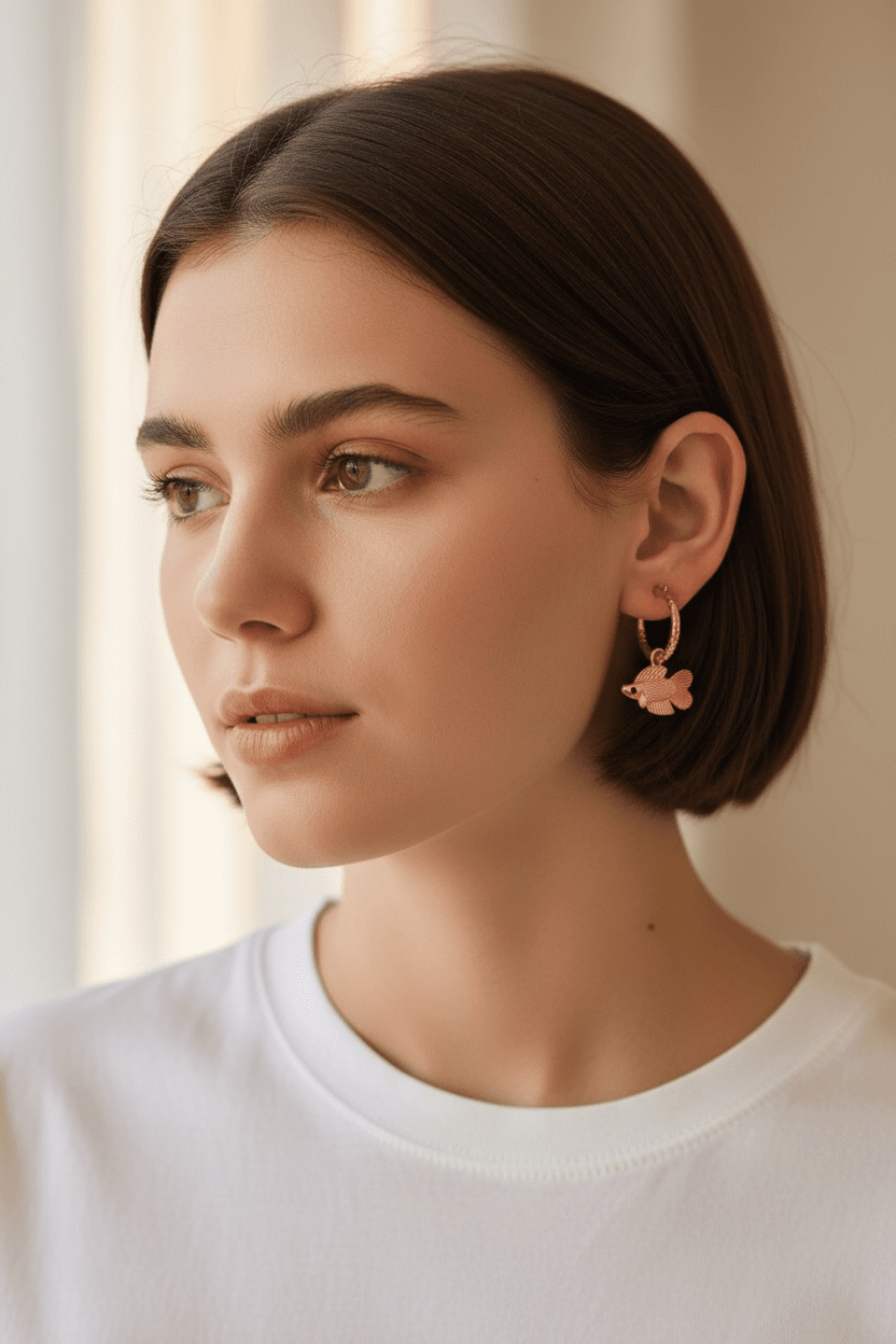 Double Tail Charm Hoops - Aquaria Gems