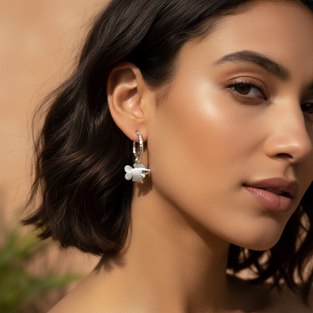 Double Tail Charm Hoops - Aquaria Gems