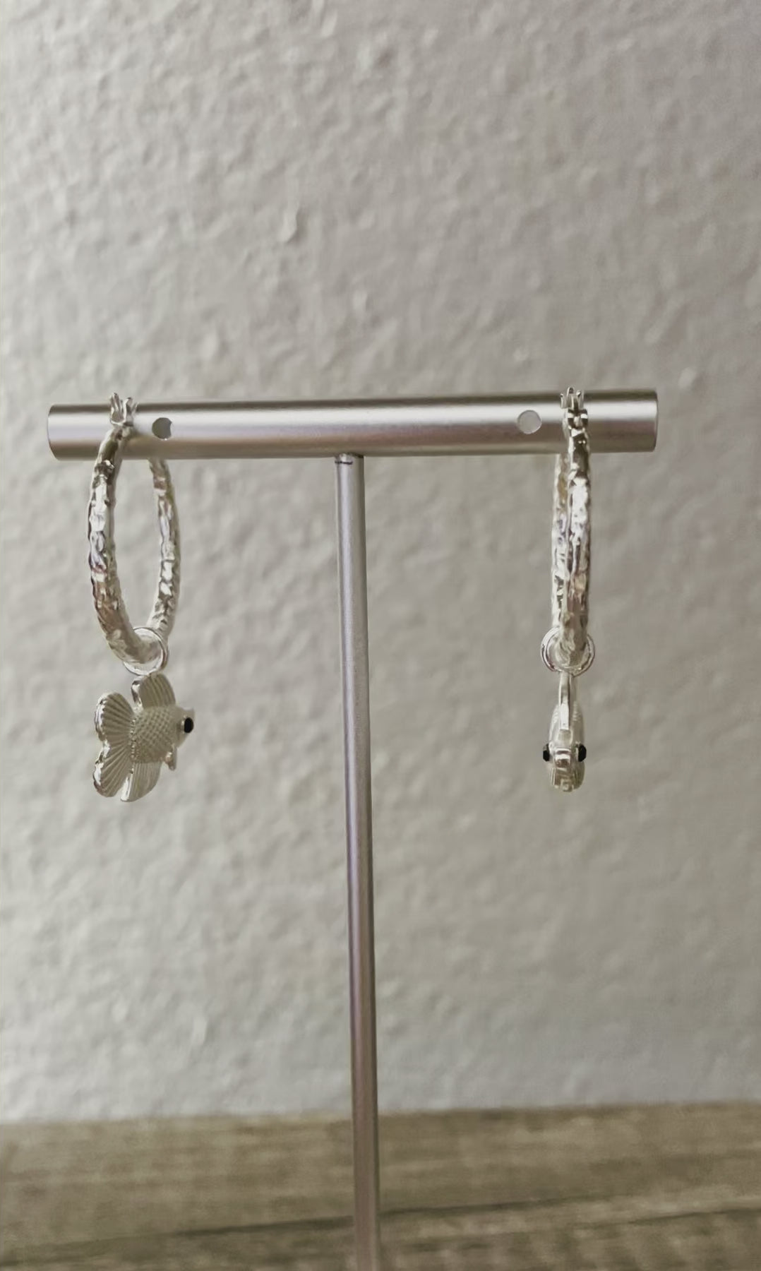 925 Sterling Silver Double Tail Charm Hoops