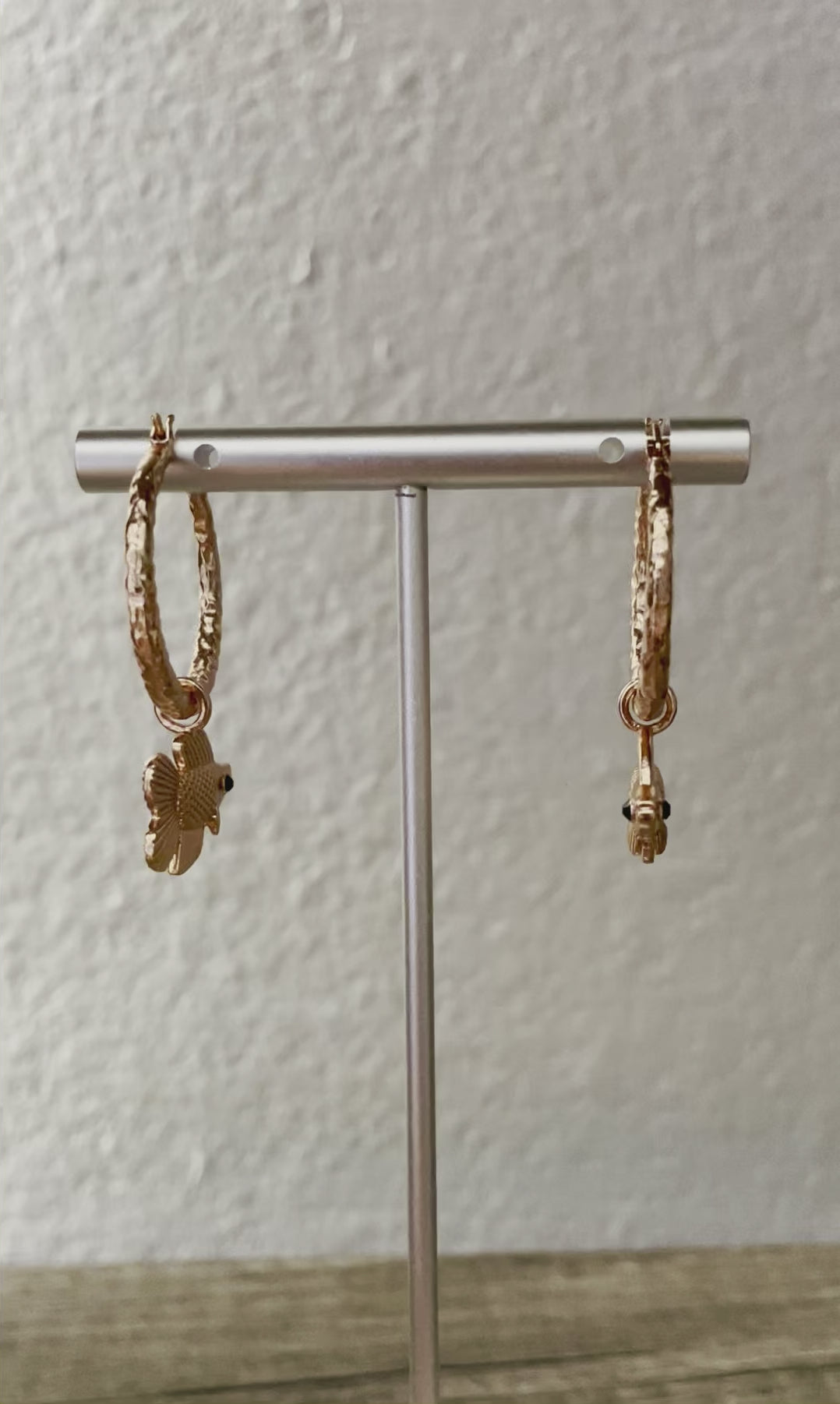 18K Rose Gold Double Tail Charm Hoops