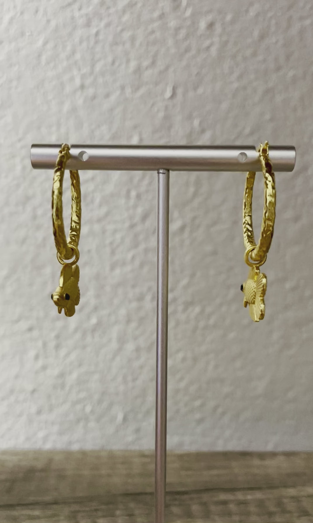 18K Gold Double Tail Charm Hoops