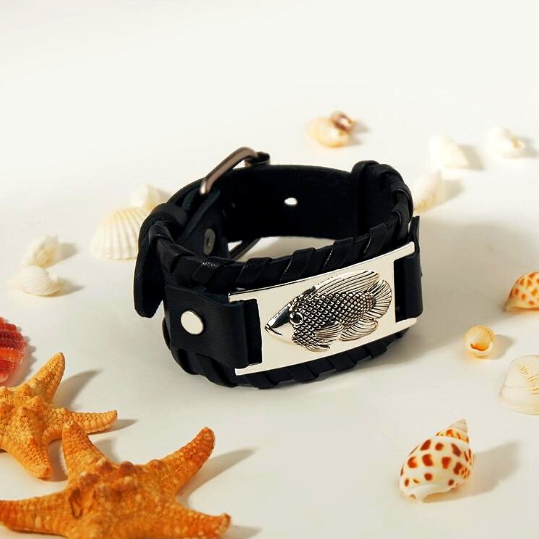 Oscar Leather Cuff - Aquaria Gems-Where the freshwater aquarium hobby meets fine jewelry